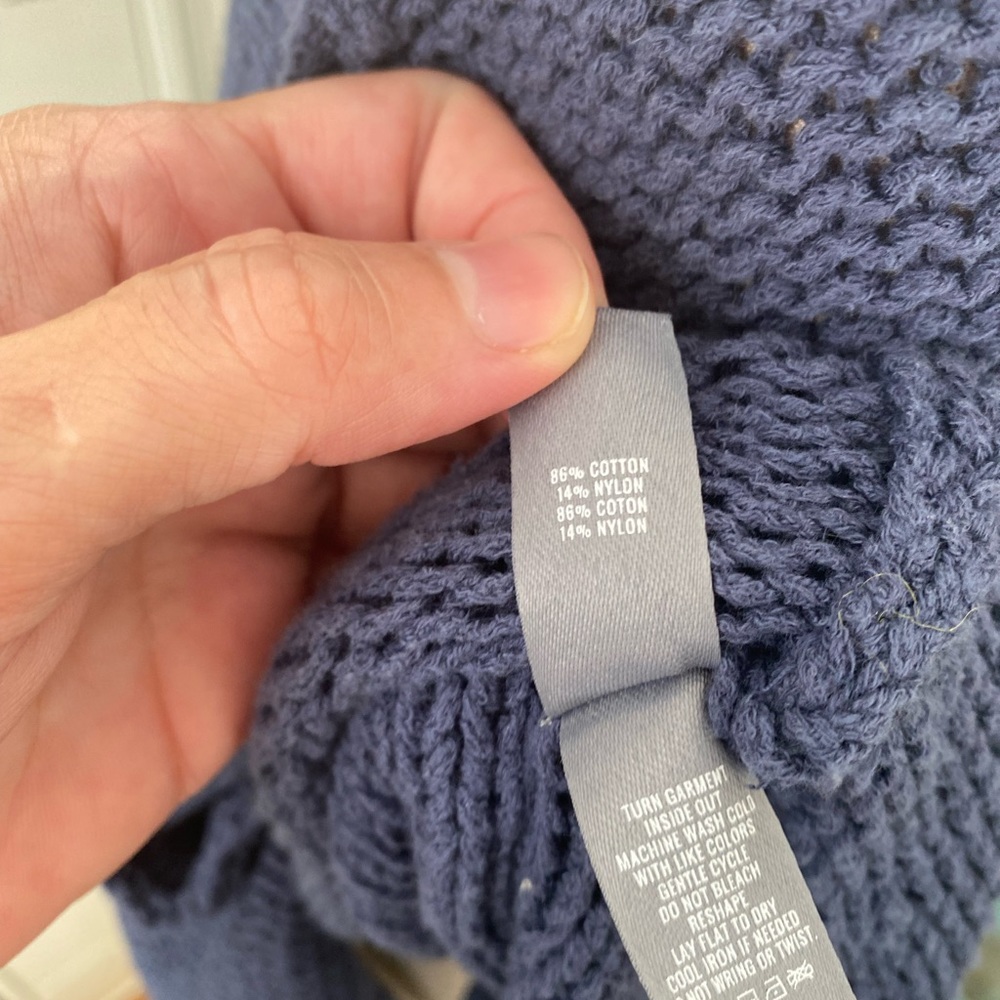 Aerie Boatneck Sweater Generous M Denim Blue Cotton Blend Open Weave NWOT - Picture 7 of 8
